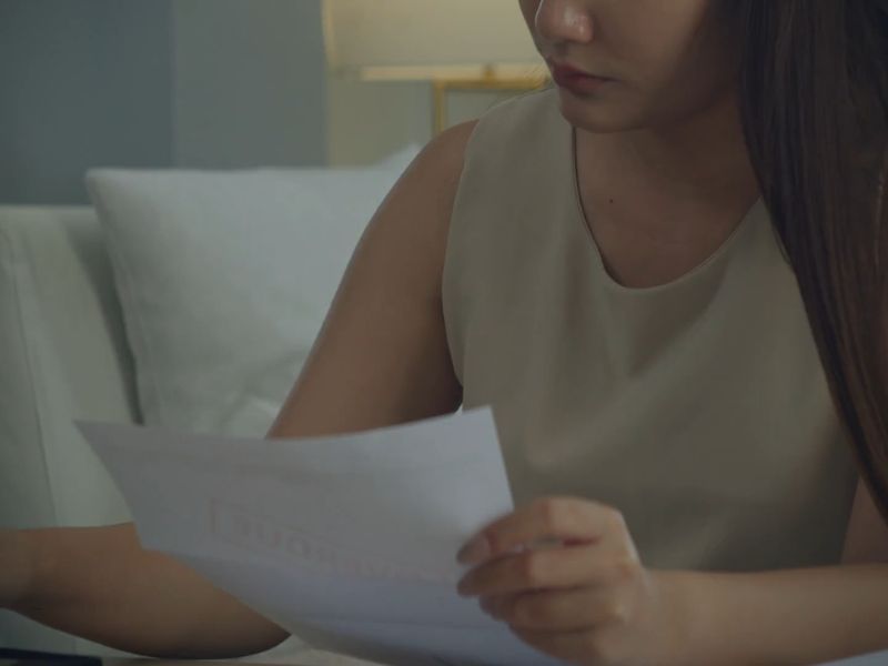 devojka čita nešto sa papira